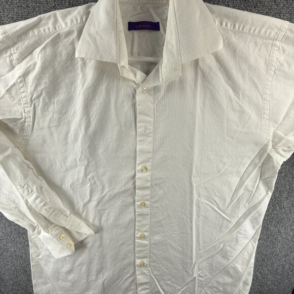 Kuhlman Button Up Long Sleeve Dress Shirt White Size 43 Cotton Textured Men - Picture 1 of 16